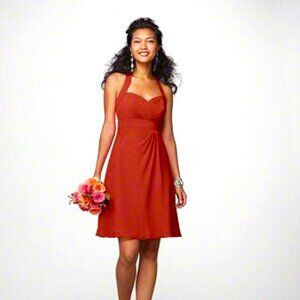 Size 10 Knee-Length Bridesmaid Burnt Orange Persismmon Rust Ginger Halter Cruise